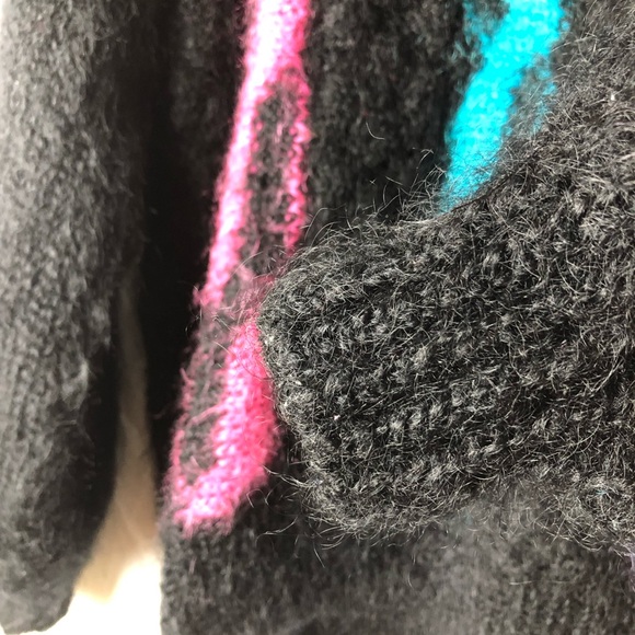 Vtg Tam O'Shanter Co Ltd MOHAIR Sweater 80's 90's Black & Multicolored Size M - Picture 4 of 7